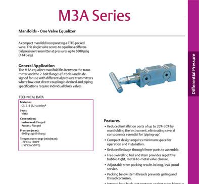 AGI M3A Series - 1 Valve Equalizer DP Manifolds